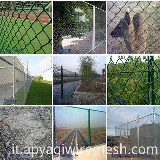 Fence a catena a rete diamante con rivestimento a diamante rivestito in PVC galvanizzato